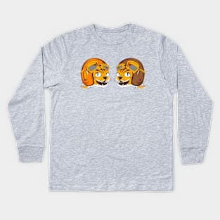 Two Tigers wearing vintage flying helmet's and goggles Kids Long Sleeve T-Shirt